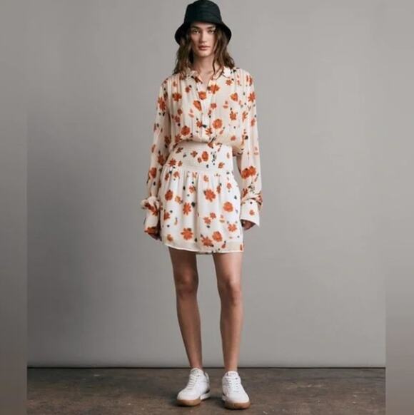 rag & bone Dresses & Skirts - RAG & BONE Bailey Floral Smocked Dress Autumn Crisp Sz XXS $485 {LL1}